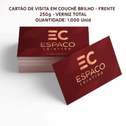 CARTÃO DE VISITA EM COUCHÊ BRILHO - FRENTE - 250g - VERNIZ TOTAL QUANTIDADE: 1.000 Unid