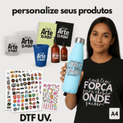Folha DTF UV Personalizada Impressa com sua Arte Adesivo Estampa Qualidade Envio Rápido