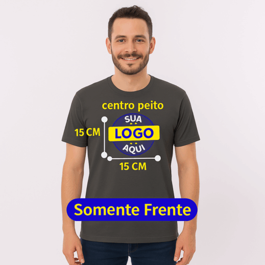 Camiseta de Algodão preta personalizada com sua logo, arte ou ideia - FRENTE E VERSO DTF TAMANHO A4 - Imagem 4